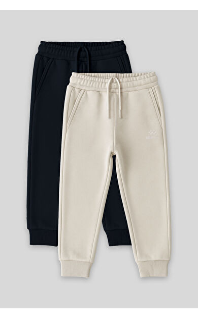 TommyLife Standart Fit Basic 2li Paket Lacivert-Bej Erkek Çocuk Eşofman Alt - 11224