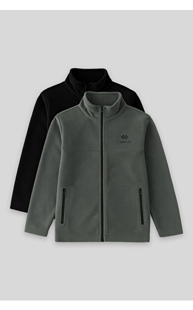 TommyLife Standart Fit 2li Paket Siyah-Haki Erkek Çocuk Polar Sweatshirt - 11223
