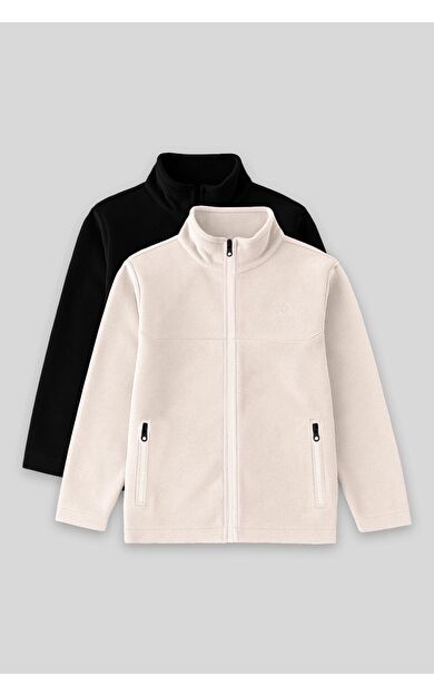 TommyLife Standart Fit 2li Paket Siyah-Bej Erkek Çocuk Polar Sweatshirt - 11223