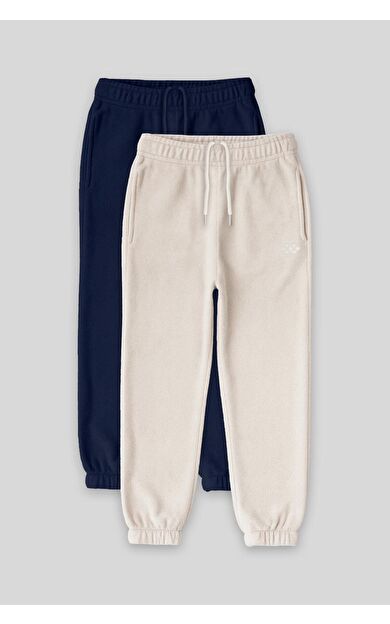 TommyLife Standart Fit 2li Paket İndigo-Bej Kız Çocuk Eşofman Alt - 75155