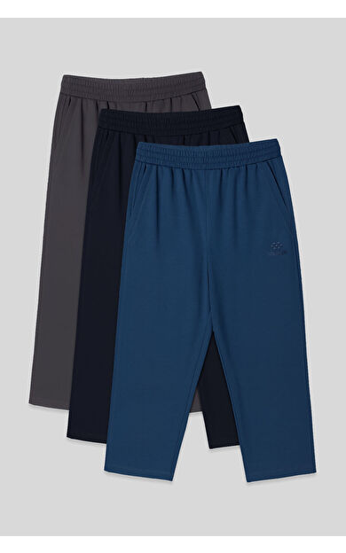 TommyLife Standart Fit 3lü Paket Koyu Gri-Lacivert-Parlament Erkek Kapri - 83102