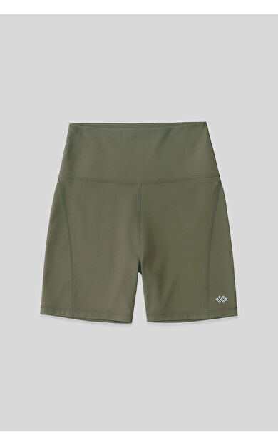 TommyLife Haki Kemer Detaylı Yüksek Bel Slim Fit Kısa Biker Kadın Tayt - 91017