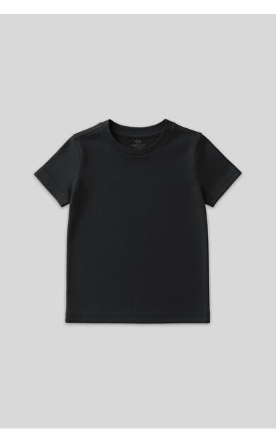 TommyLife Antrasit O Yaka Standart Fit Basic Unisex Çocuk T-Shirt - 11328