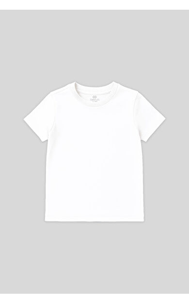 TommyLife Beyaz O Yaka Standart Fit Basic Unisex Çocuk T-Shirt - 11328