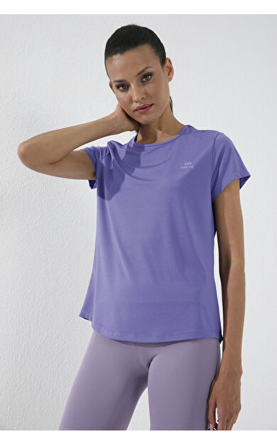 TommyLife Eflatun Basic Kısa Kol Standart Kalıp O Yaka Kadın T-Shirt - 97144