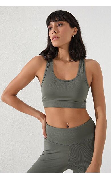 TommyLife Çağla Sırt Detaylı Dar Kalıp U Yaka Kadın Spor Büstiyer - 97120