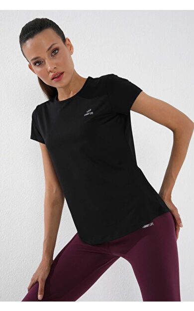 TommyLife Siyah Basic Kısa Kol Standart Kalıp O Yaka Kadın T-Shirt - 97144