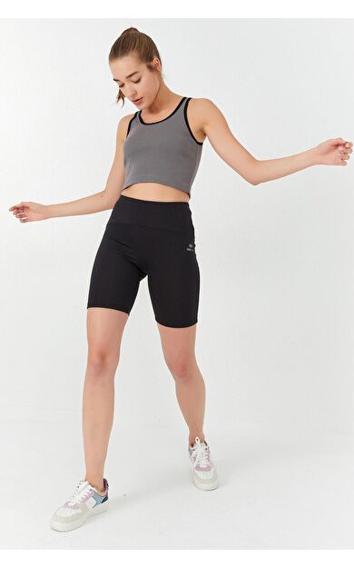 TommyLife Gri Basic Sıfır Kol Dar Kalıp U Yaka Kadın Crop Top Atlet - 97162