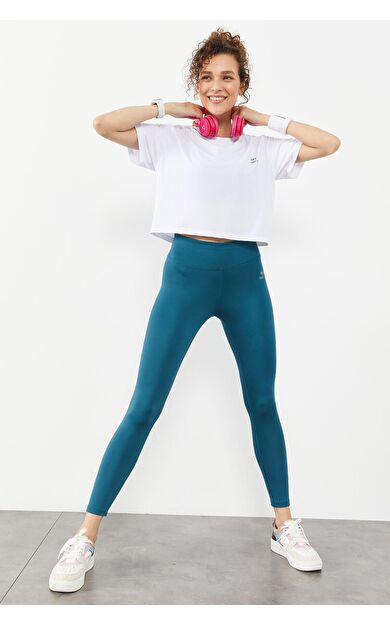 TommyLife Zümrüt Yüksek Bel Streç Slim Fit Dar Paça Kadın Tayt - 94545