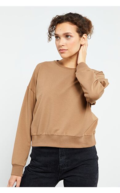 TommyLife Toprak Basic Rahat Form O Yaka Kadın Sweatshirt - 97114
