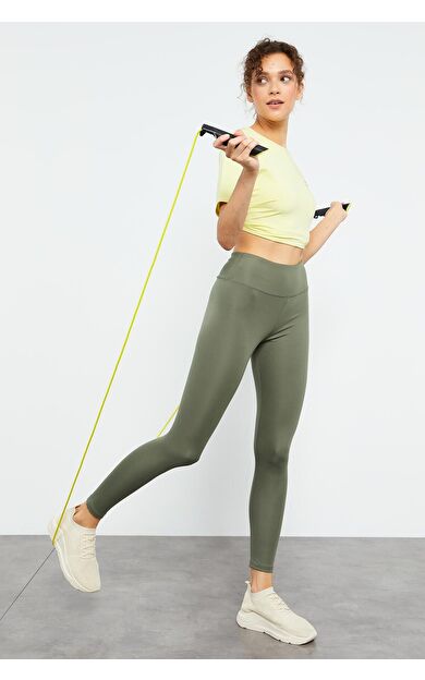 TommyLife Çağla Yüksek Bel Streç Slim Fit Dar Paça Kadın Tayt - 94545