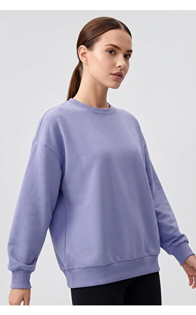 Açık Eflatun Basic O Yaka Oversize Kadın Sweatshirt - 97053