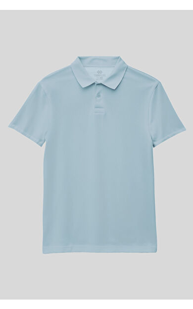Açık Mavi Polo Yaka Standart Fit Basic Unisex T-Shirt - 11330
