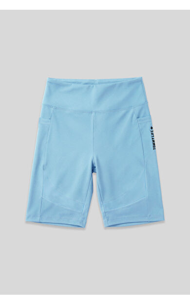 Açık Mavi Esnek Standart Fit Performans Kadın Biker Tayt - 91012