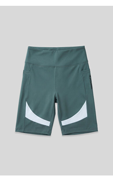 Orman Yeşili Esnek Standart Fit Performans Kadın Biker Tayt - 91012