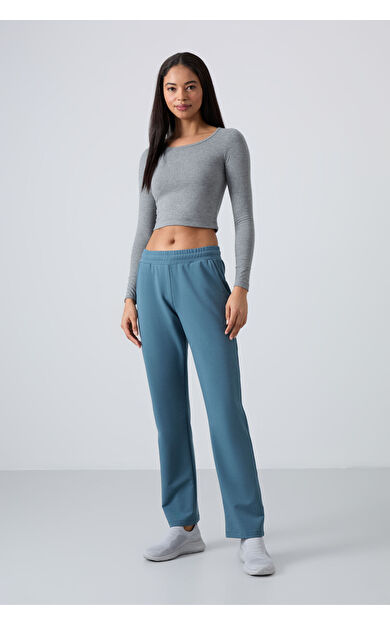 Orman Yeşili Yüksek Bel Cepli Rahat Form Klasik Paça Kadın Eşofman Alt - 94584