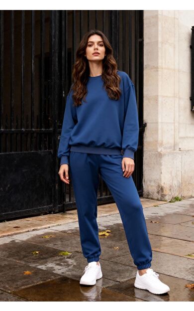 Parlament Basic Pamuklu O Yaka Oversize Lastik Paça Kadın Eşofman Takım - 95287