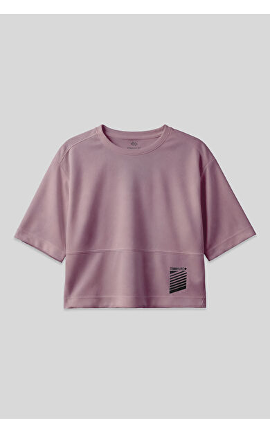 Gül Kurusu Nefes Alan Dokulu İnce Esnek Oversize Fit Performans Kadın T-Shirt - 97284