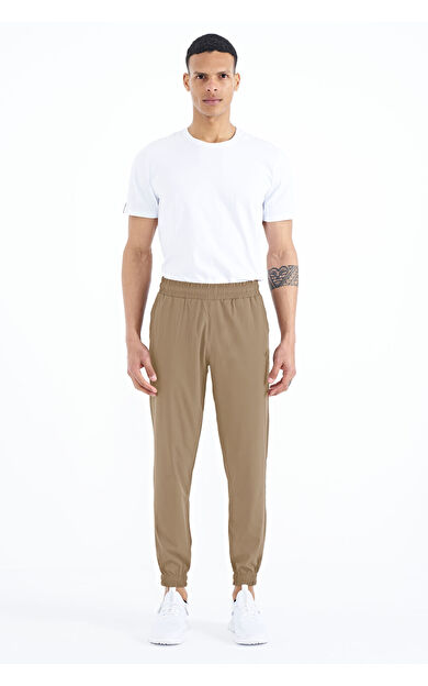 TommyLife Bej Erkek Basic Cepli Bağcıklı Rahat Form Lastik Paça Eşofman Altı - 84826
