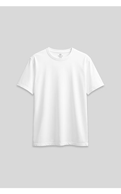 Beyaz O Yaka Standart Fit Basic Kadın T-Shirt - 97311