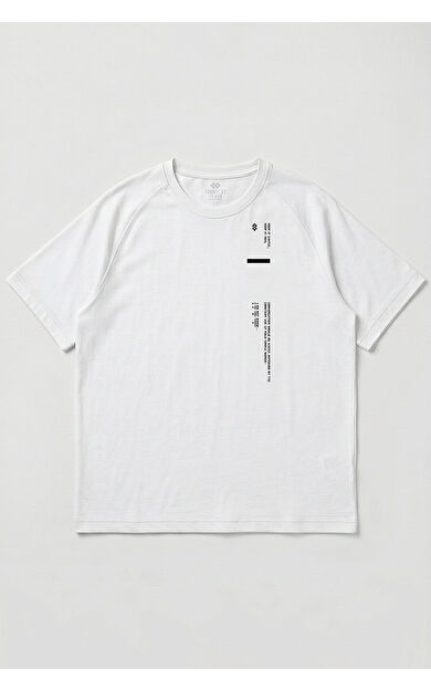 YENİ Beyaz Baskılı Battal Büyük Beden Kısa Kollu Erkek T-Shirt - 88465