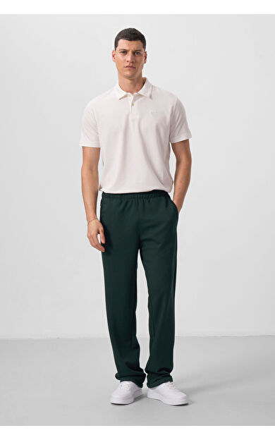 Çam Yeşili Yüzeyi Dokulu Rahat Form Palazzo Erkek Pantolon - 82164