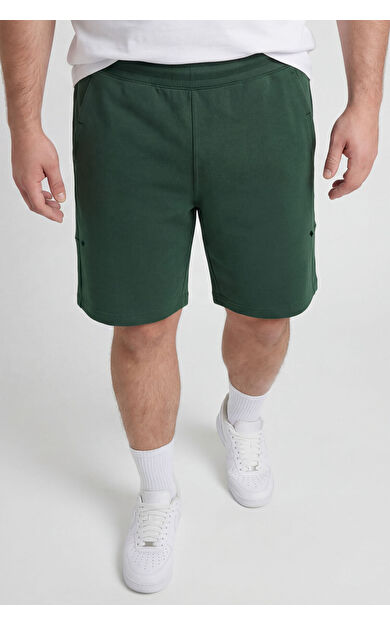Çam Yeşil Rahat Form Bağcıklı Cep Detaylı Battal Büyük Beden Erkek Şort - 81297