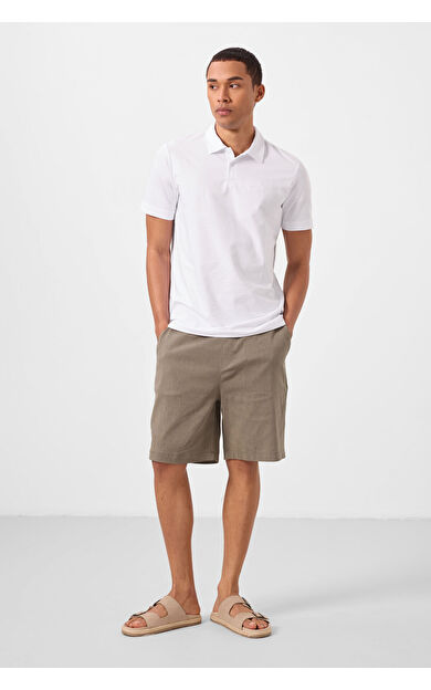 Camel Standart Fit Dokuma Hafif Esnek Chino Erkek Şort - 81291