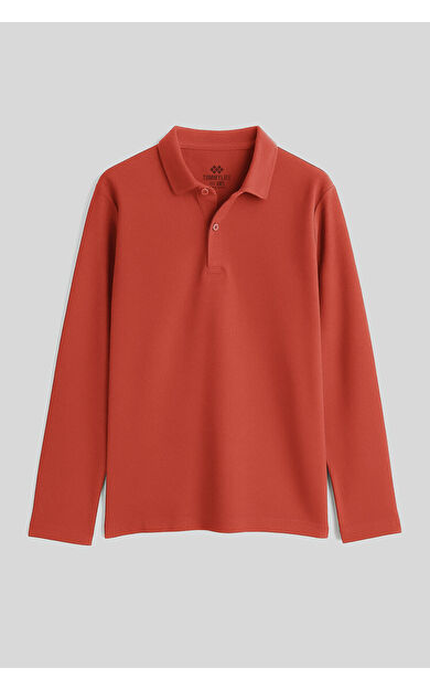 TommyLife Coral Polo Yaka Basic Uzun Kollu Erkek Çocuk T-Shirt - 11170