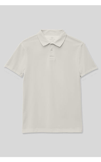 Ekru Polo Yaka Standart Fit Basic Unisex T-Shirt - 11330