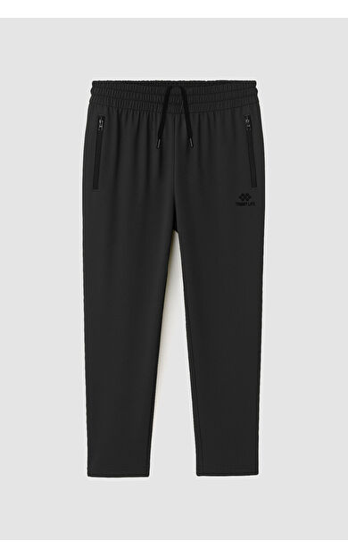 Antrasit Fermuarlı Klasik Paça Battal Büyük Beden Erkek Eşofman Altı - 84947