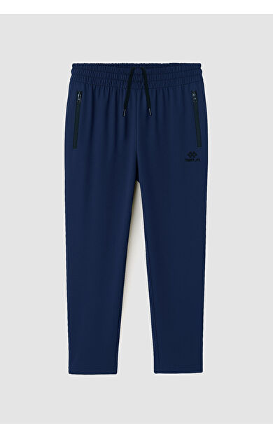 İndigo Fermuarlı Klasik Paça Battal Büyük Beden Erkek Eşofman Altı - 84947