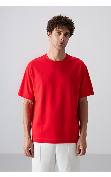 Fiesta Pamuklu Kalın Yumuşak Dokulu Oversize Fit Basic Erkek T-Shirt - 88349