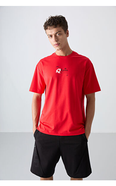 Fiesta Pamuklu Kalın Yumuşak Dokulu Oversize Fit Baskılı Erkek T-Shirt - 88350