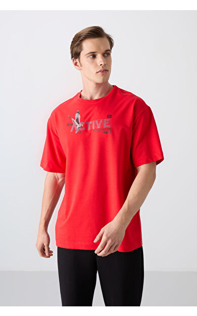 Fiesta Pamuklu Kalın Yumuşak Dokulu Oversize Fit Baskılı Erkek T-Shirt - 88344