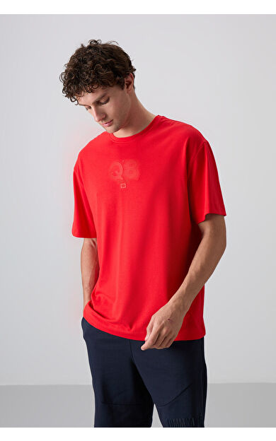 Fiesta Pamuklu Kalın Yumuşak Dokulu Oversize Fit Baskılı Erkek T-Shirt - 88333