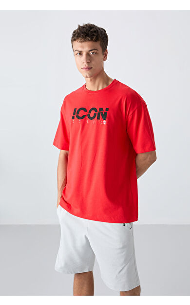 Fiesta Pamuklu Kalın Yumuşak Dokulu Oversize Fit Baskılı Erkek T-Shirt - 88331