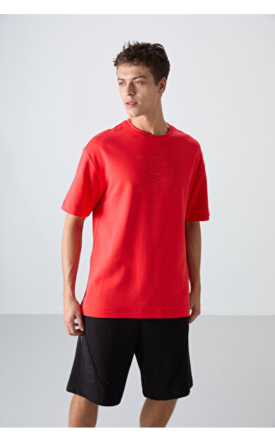 Fiesta Pamuklu Kalın Yumuşak Dokulu Oversize Fit Baskılı Erkek T-Shirt - 88324