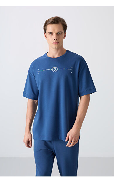 Parlament Pamuklu Kalın Yumuşak Dokulu Oversize Fit Baskılı Erkek T-Shirt - 88323