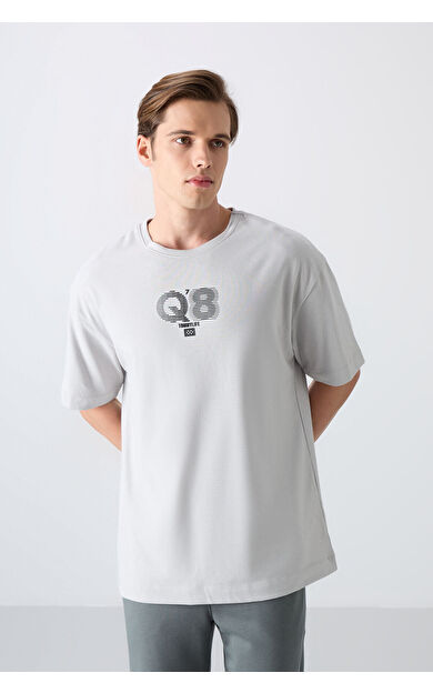 Taş Pamuklu Kalın Yumuşak Dokulu Oversize Fit Baskılı Erkek T-Shirt - 88333