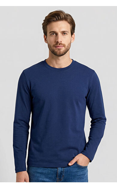 İndigo Standart Fit Basic O Yaka Uzun Kollu İnce Erkek T-Shirt - 87997