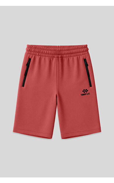 Kiremit Gizli Fermuar Arka Cepli Bağcıklı Standart Kalıp Erkek Şort - 81136