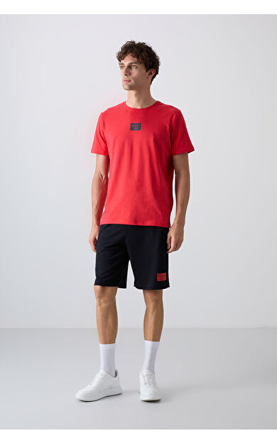 Fiesta - Lacivert Pamuklu Yumuşak Dokulu Standart Fit Baskılı Erkek Şortlu Takım - 85243