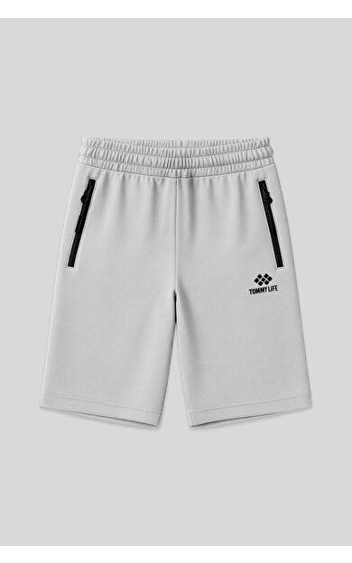 Taş Gizli Fermuar Arka Cepli Bağcıklı Standart Kalıp Erkek Şort - 81136