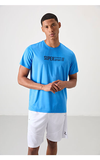 Saks Nefes Alan Dokulu İnce Esnek Standart Fit Erkek Performans T-Shirt - 88385