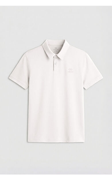 Ekru Standart Kalıp Basic Polo Yaka Erkek T-Shirt - 87748