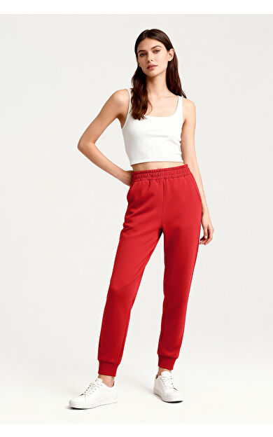 Fiesta Yüksek Bel Jogger Rahat Form Manşetli Kadın Eşofman Alt - 94561