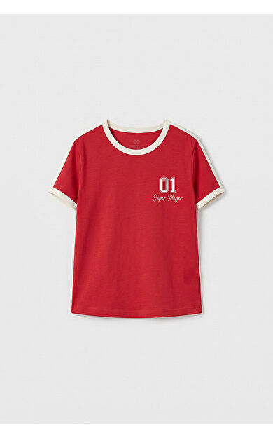 YENİ Fiesta Omuz Biye Detaylı Baskılı Kız Çocuk T-Shirt - 75181