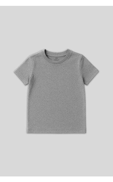 Gri Melanj O Yaka Standart Fit Basic Unisex Çocuk T-Shirt - 11328
