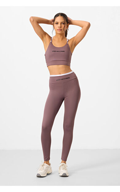 Gül Kurusu Esnek Standart Fit Performans Kadın Tayt Takım - 95333